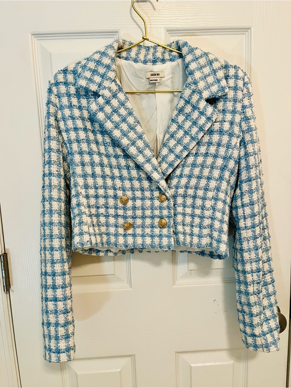 π Jason Wu Blue & Ivory Tweed Cropped Blazer & Skort Set - Picture 2 of 14